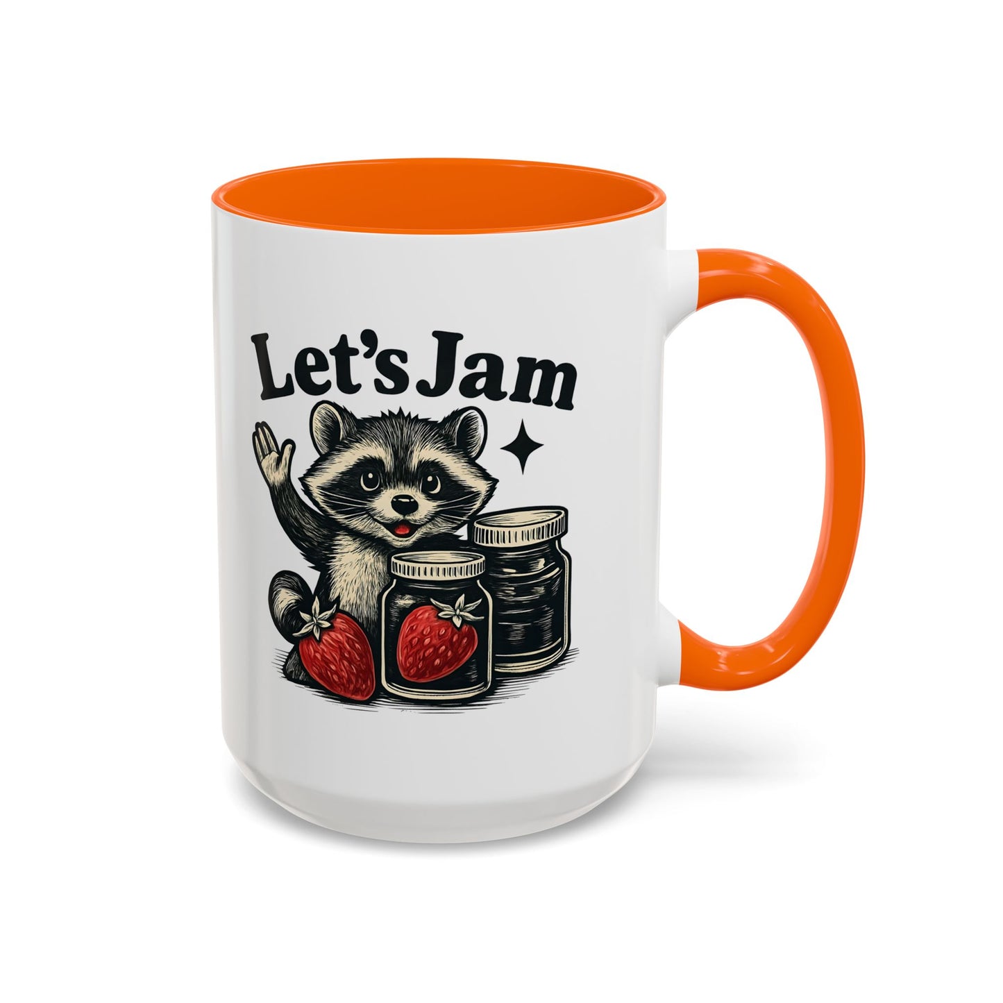 Let's Jam Raccoon Coffee Mug, Strawberry Mug, Cute Summer Mug, Raccoon Strawberry Mug, Funny Raccoon Mug, Trending Now