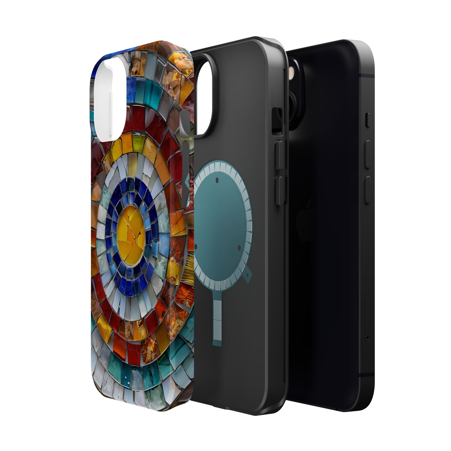 Magnetic Mosaic Phone Case, Trendy iPhone Case, Unique Design, Faux Stained Glass, Custom Phone Cover, Wireless Charging