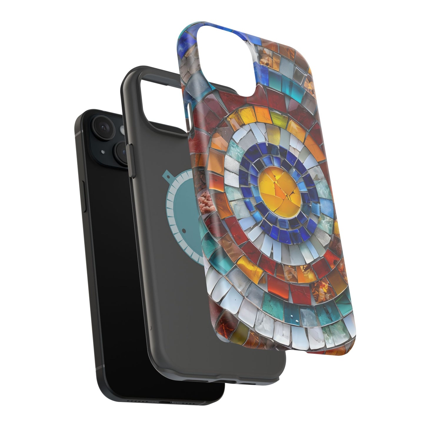 Magnetic Mosaic Phone Case, Trendy iPhone Case, Unique Design, Faux Stained Glass, Custom Phone Cover, Wireless Charging