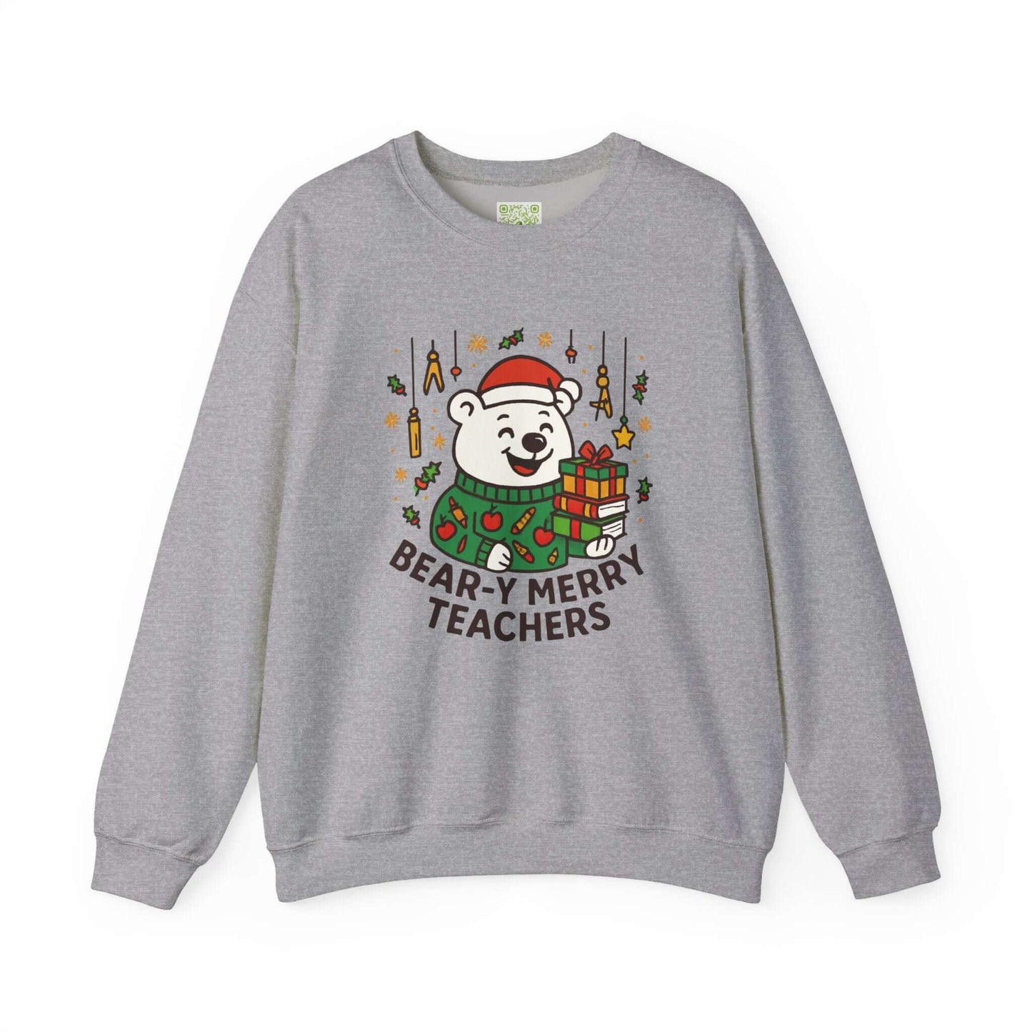 Custom Bear-y Merry Teachers sweatshirt with festive bear design, perfect holiday gift for educators.