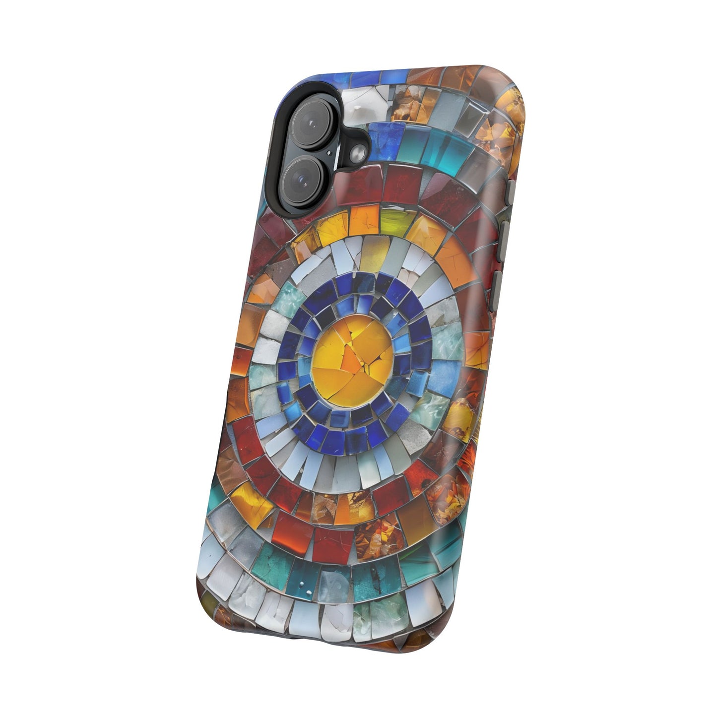 Magnetic Mosaic Phone Case, Trendy iPhone Case, Unique Design, Faux Stained Glass, Custom Phone Cover, Wireless Charging