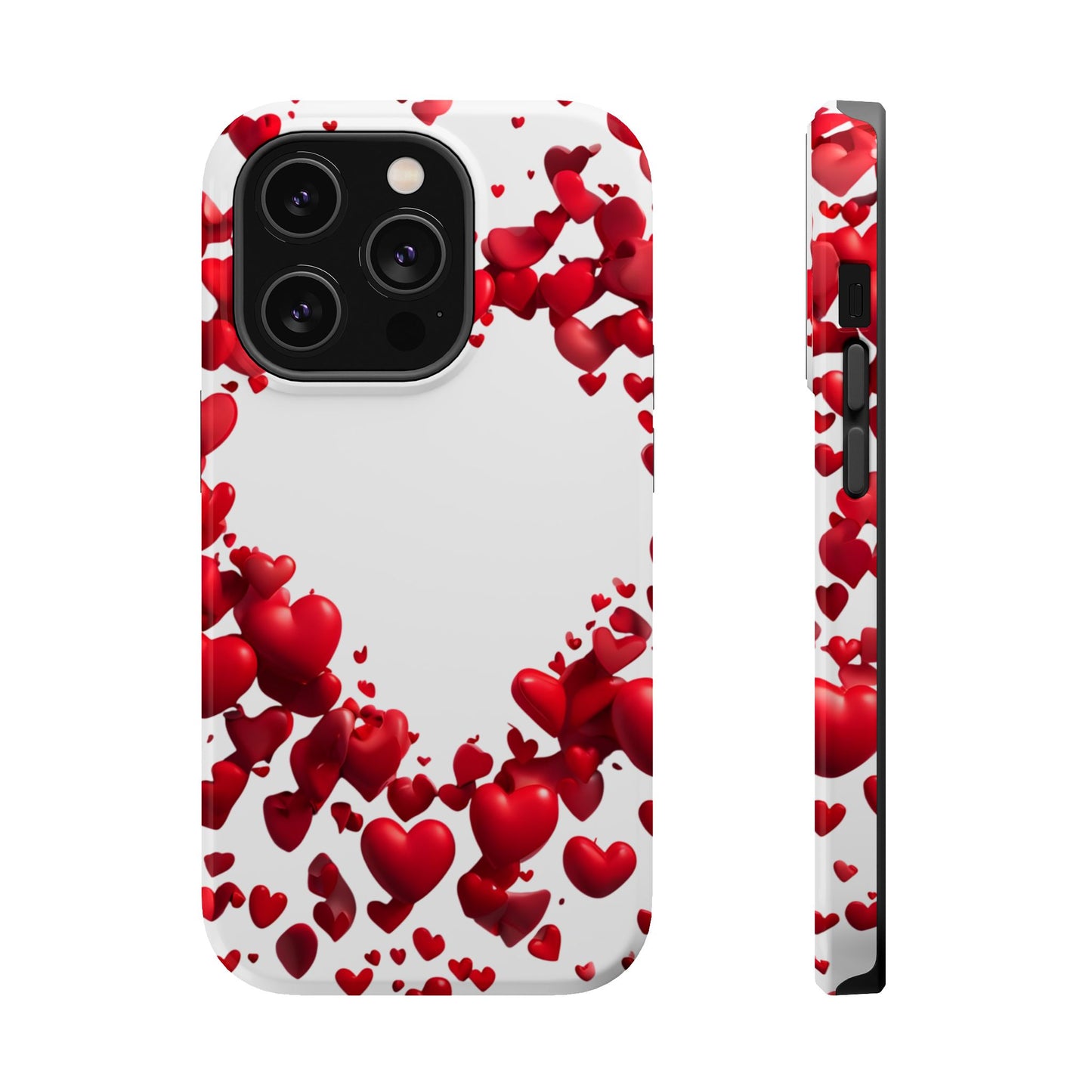 Heart-Shaped Heart Motif Magnetic Tough iPhone Case, Love Themed Phone Cover, Valentine's Day Gift,  Romantic Phone Case