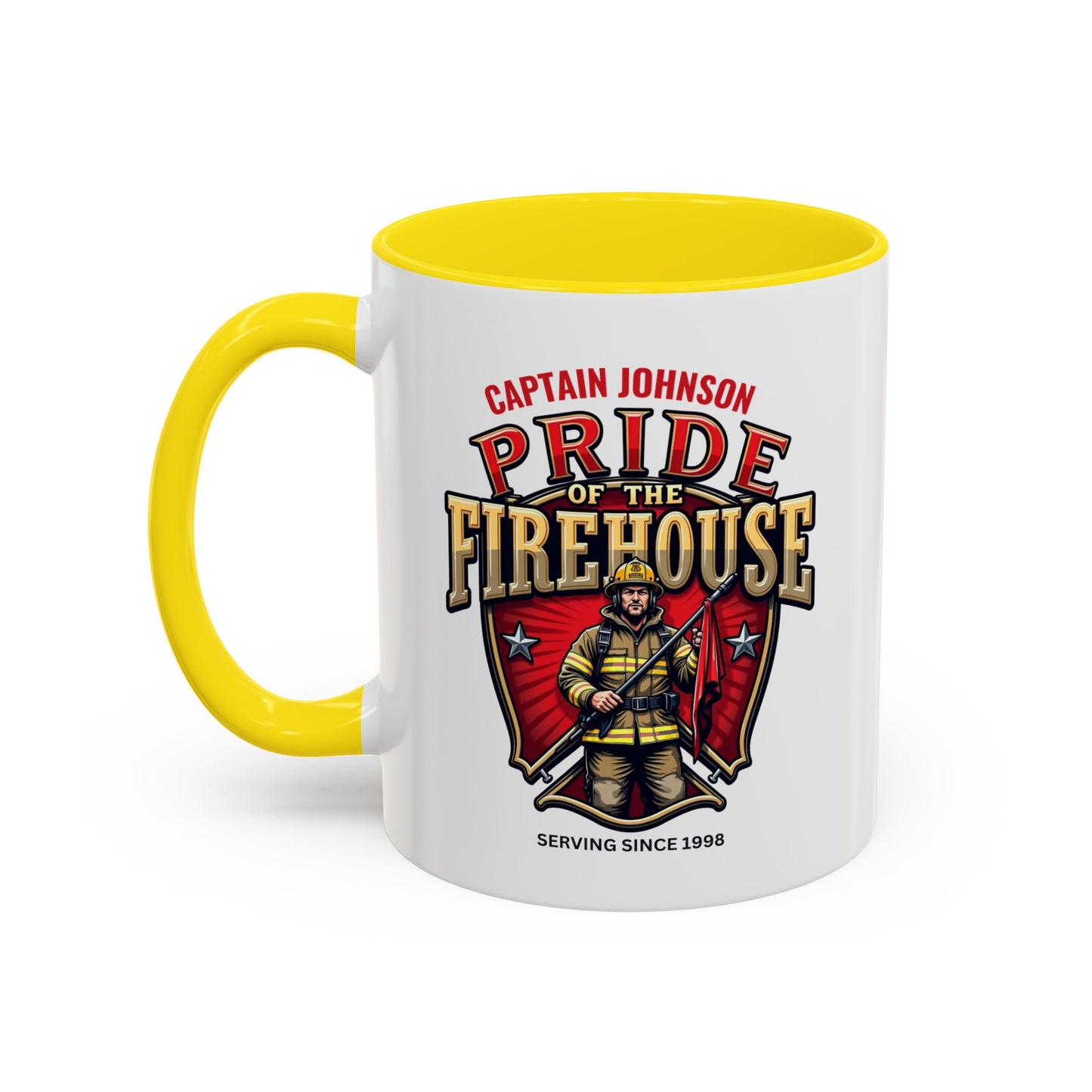 Personalized Pride of the Firehouse Shield Mug, Fire Department, Fire Fighter Gift, Firefighter Mug, Firefighter Dad Gift