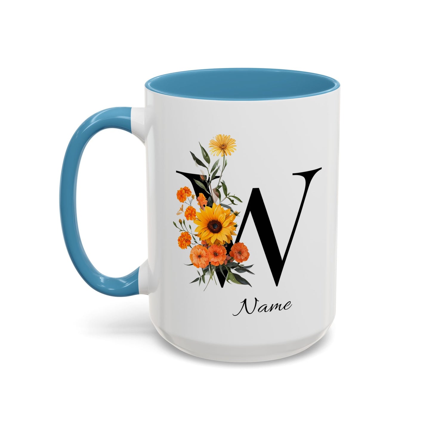 Personalized Floral Monogram - Letter W - Elegant Accent Coffee Mug – Personalized Mothers Day Gift