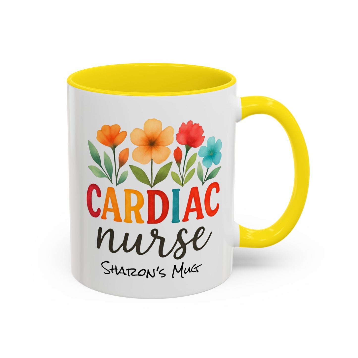Cardiac Nurse Floral Watercolor Accent Coffee Mug, CVICU Nurse Mug, Cardiac Nurse Gifts, Cardiac ICU Nurse