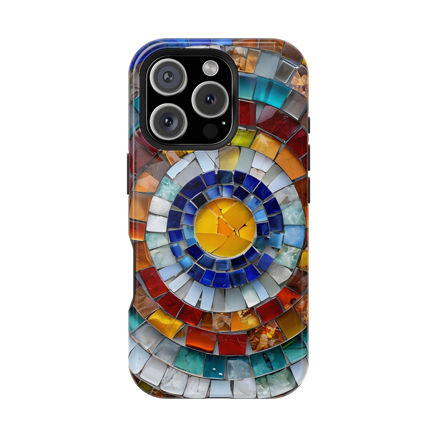 Magnetic Mosaic Phone Case, Trendy iPhone Case, Unique Design, Faux Stained Glass, Custom Phone Cover, Wireless Charging
