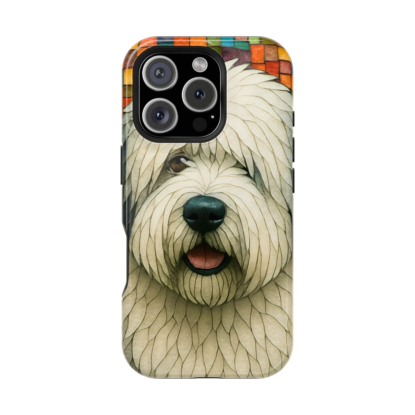Old English Sheepdog Mosaic Phone Case, English Sheepdog iPhone Case, Dog Phone Case, Dog Lover Gift, Cute Dog Cover