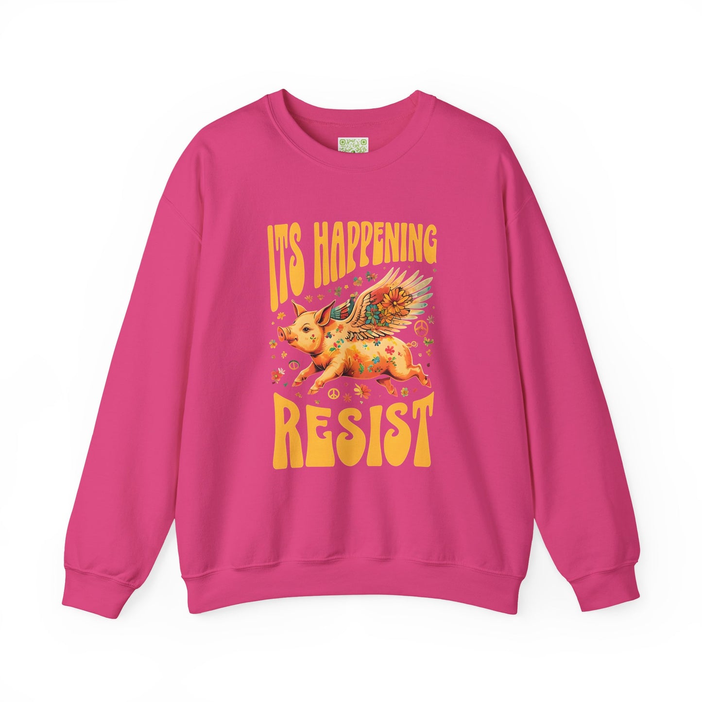 Pigs Fly  "It's Happening, Resist" Statement Crewneck Sweatshirt, Pig Lover Gift, When Pigs Fly Shirt, Flying Pig Sweatshirt