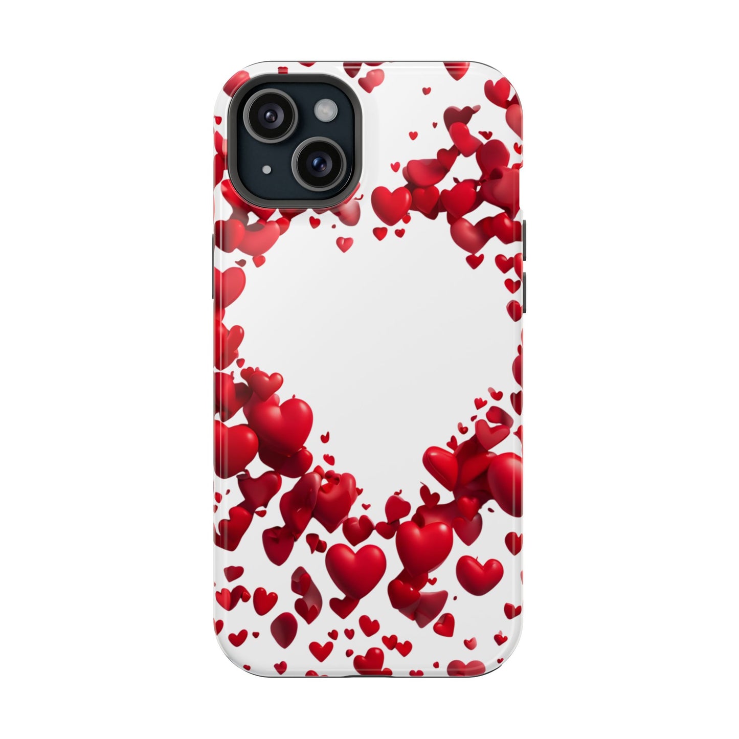 Heart-Shaped Heart Motif Magnetic Tough iPhone Case, Love Themed Phone Cover, Valentine's Day Gift,  Romantic Phone Case