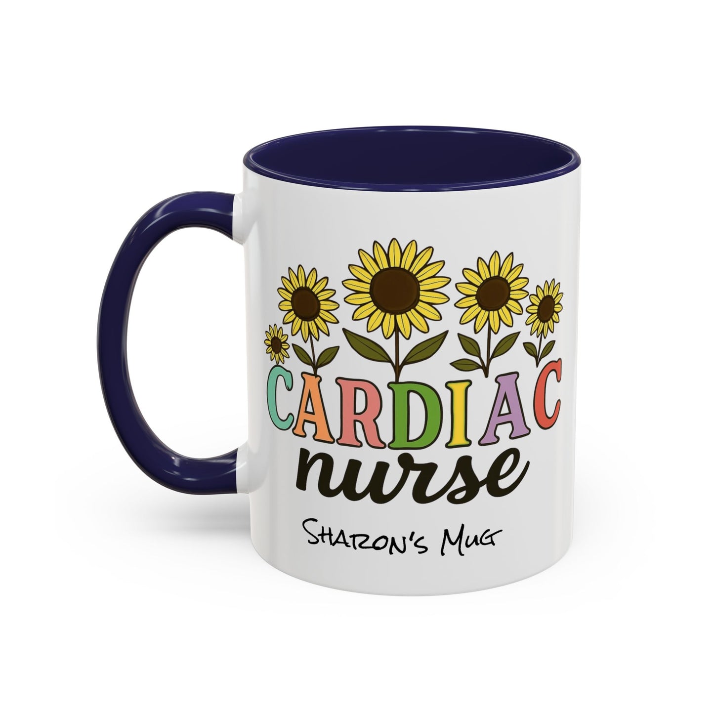 Cardiac Nurse Sunflower Accent Coffee Mug, CVICU Nurse Mug, Cardiac Nursing Grad Gift, Cardiac ICU Nurse, Cardiology RN NP