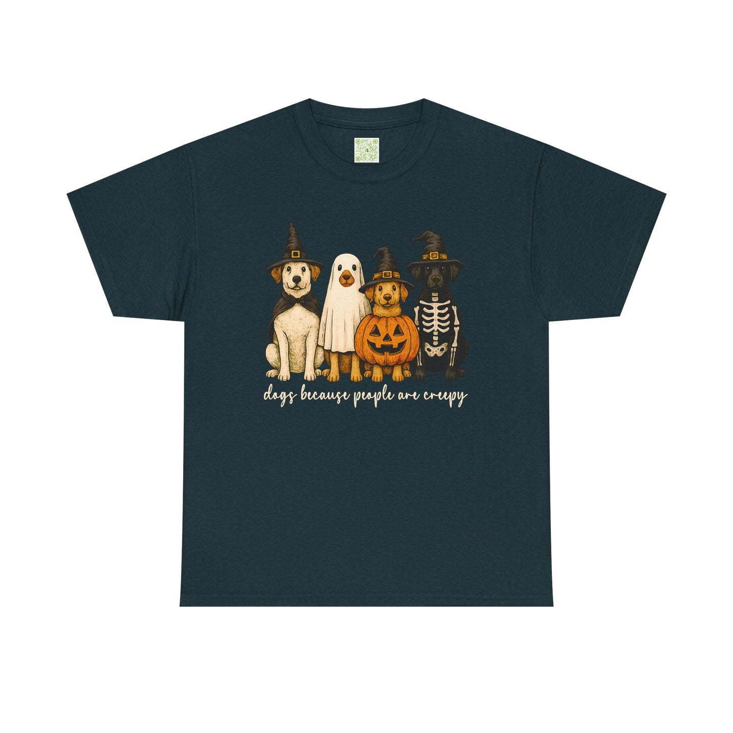 Woman wearing a maroon Halloween Dog Lovers Tee with a ghost, pumpkin, and dogs graphic.