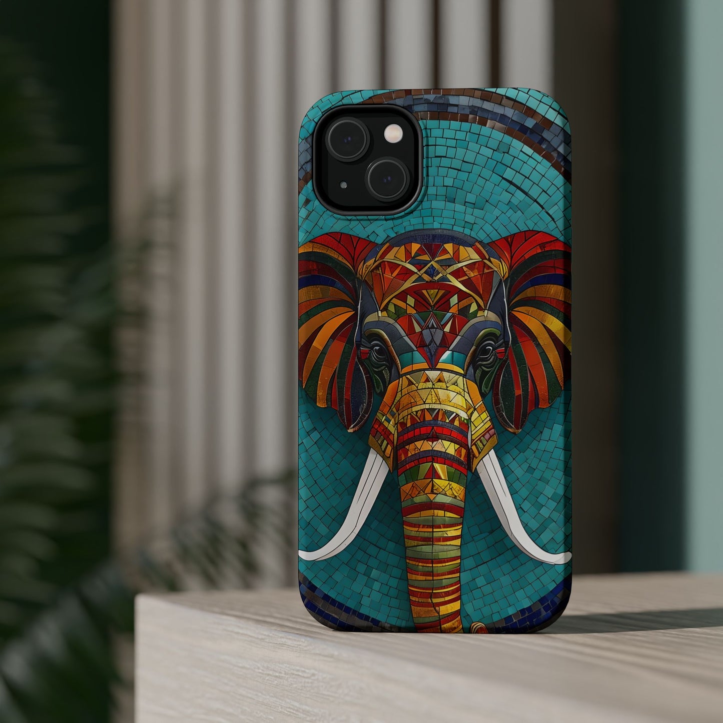 Artistic Elephant Phone Case, Elephant Case, Trendy iPhone Case, Elephant Lover Gift, Unique iPhone Case, Mosaic Design