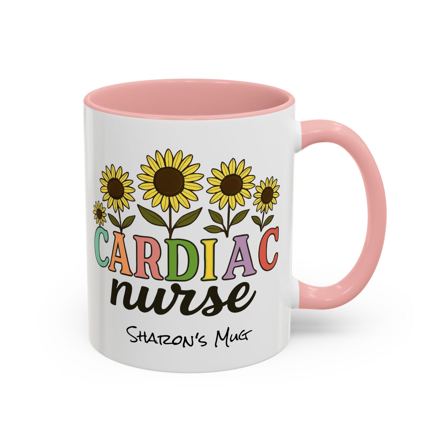 Cardiac Nurse Sunflower Accent Coffee Mug, CVICU Nurse Mug, Cardiac Nursing Grad Gift, Cardiac ICU Nurse, Cardiology RN NP