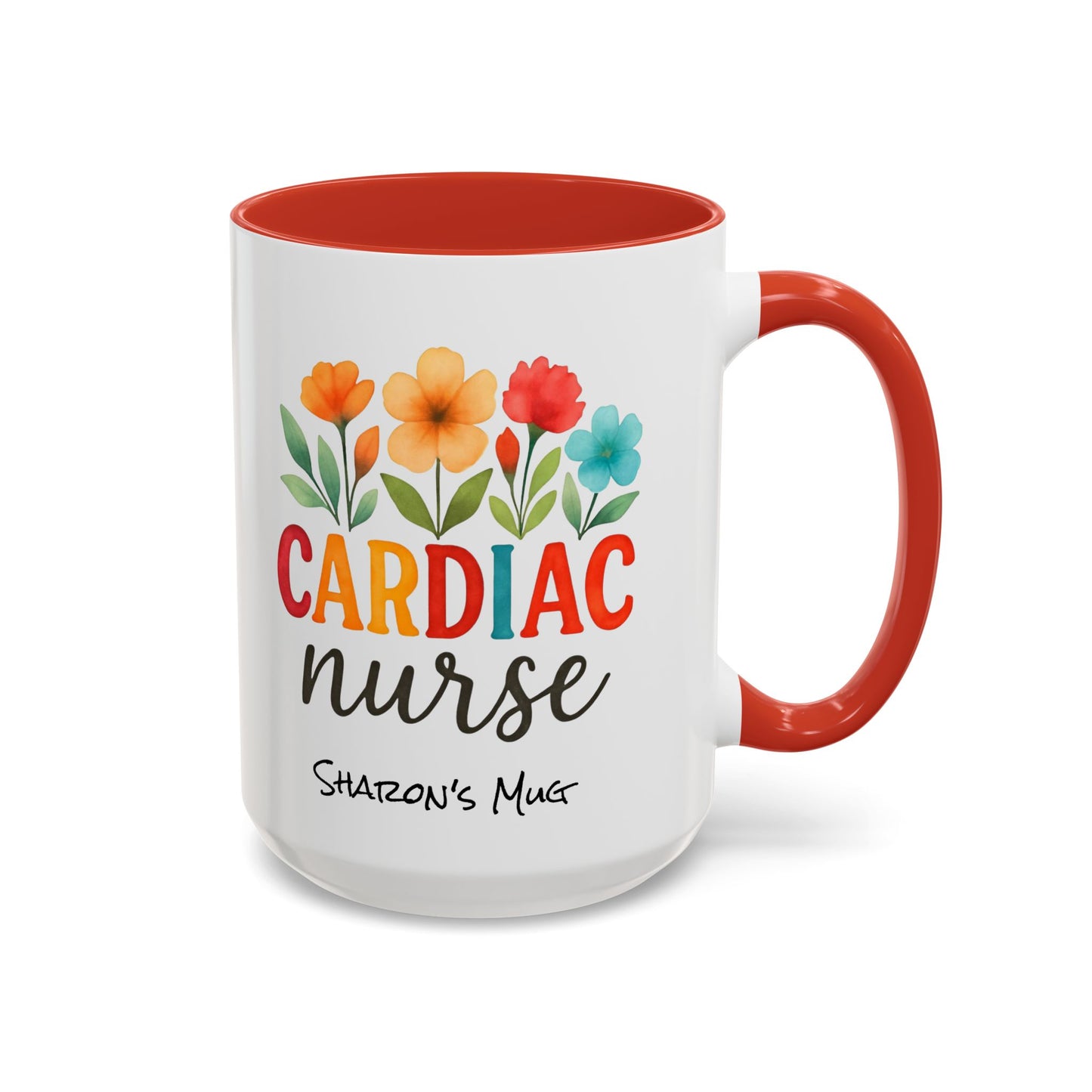 Cardiac Nurse Floral Watercolor Accent Coffee Mug, CVICU Nurse Mug, Cardiac Nurse Gifts, Cardiac ICU Nurse