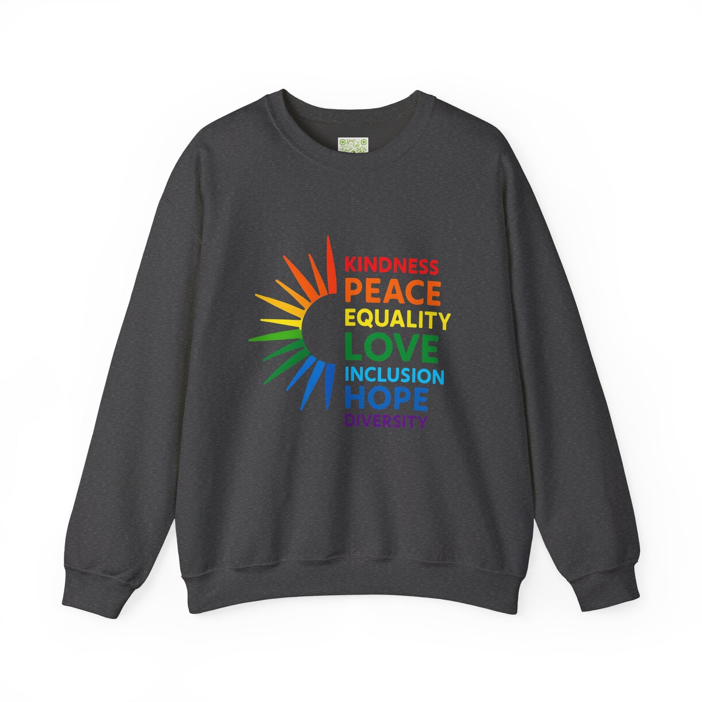 LGBTQ Equality Shirt, Pride Month Crewneck Sweatshirt, Kindness Peace Love Pride Sweater, Rainbow Gay Pride Clothing, Unisex Pride Gift