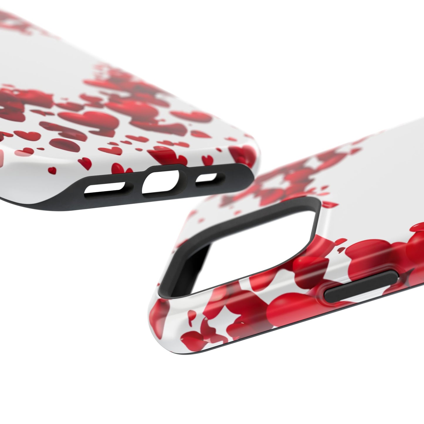 Heart-Shaped Heart Motif Magnetic Tough iPhone Case, Love Themed Phone Cover, Valentine's Day Gift,  Romantic Phone Case