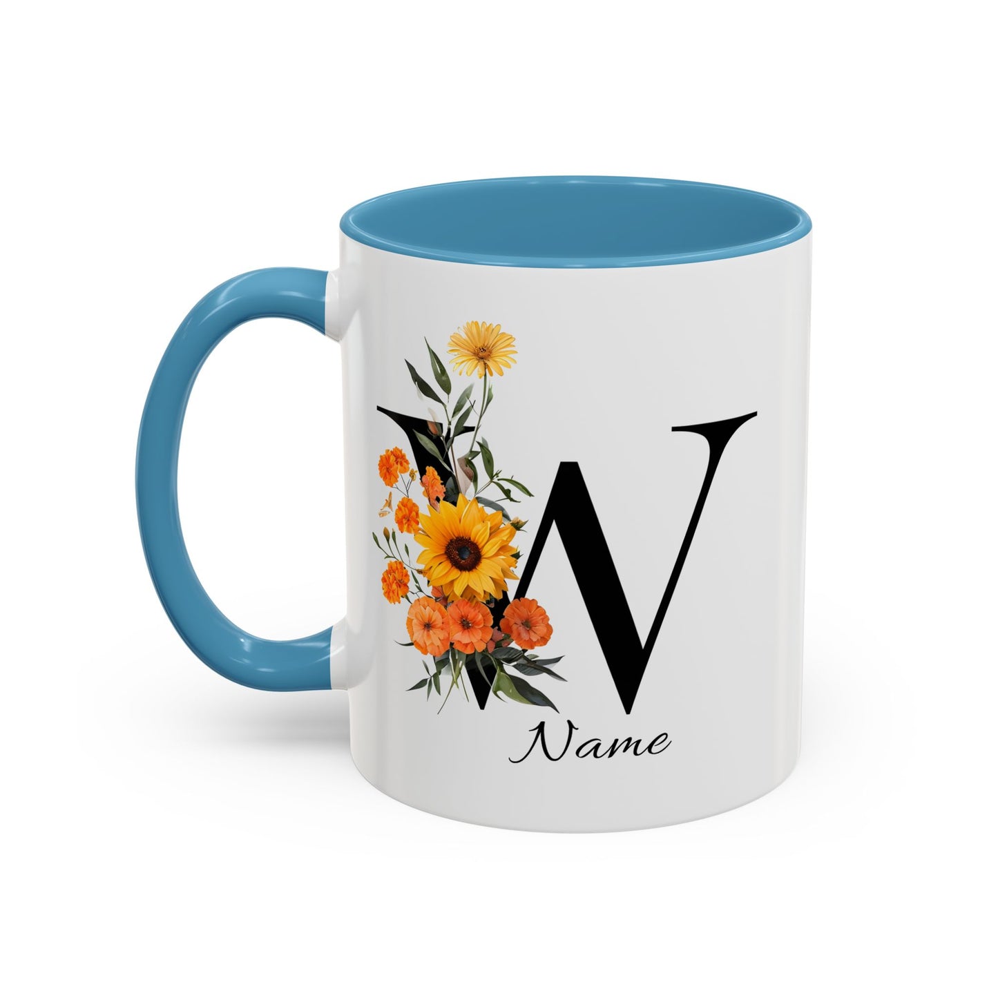 Personalized Floral Monogram - Letter W - Elegant Accent Coffee Mug – Personalized Mothers Day Gift