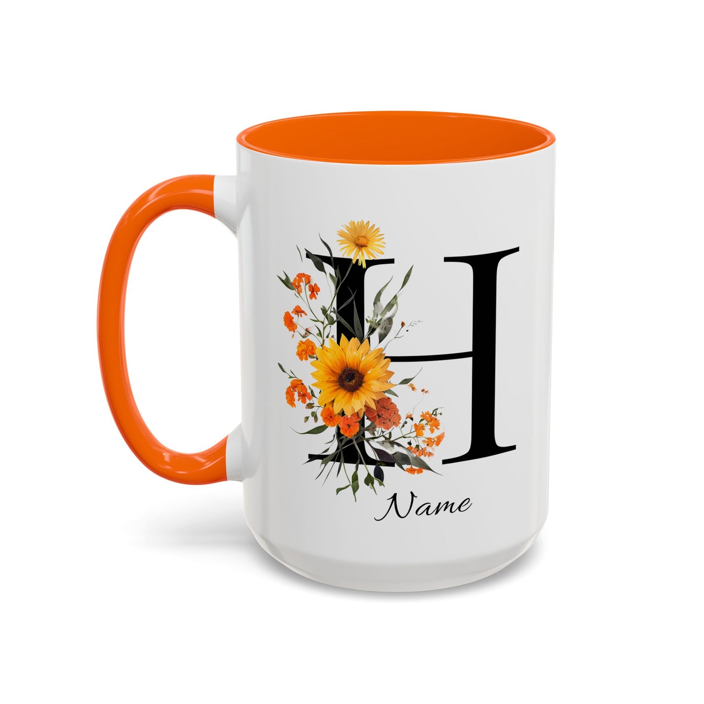 Personalized Floral Monogram - Letter H - Elegant Accent Coffee Mug – Personalized Mothers Day Gift