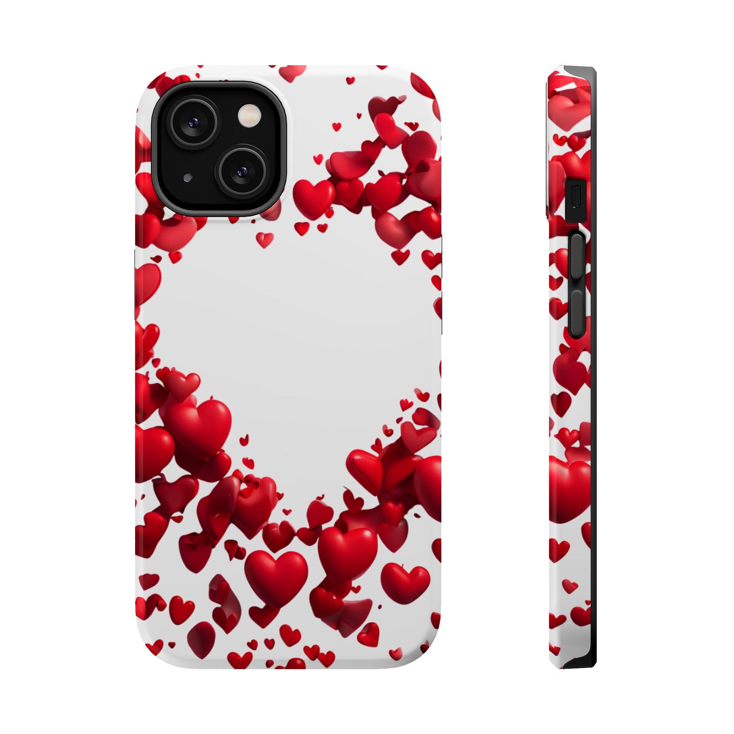 Heart-Shaped Heart Motif Magnetic Tough iPhone Case, Love Themed Phone Cover, Valentine's Day Gift,  Romantic Phone Case