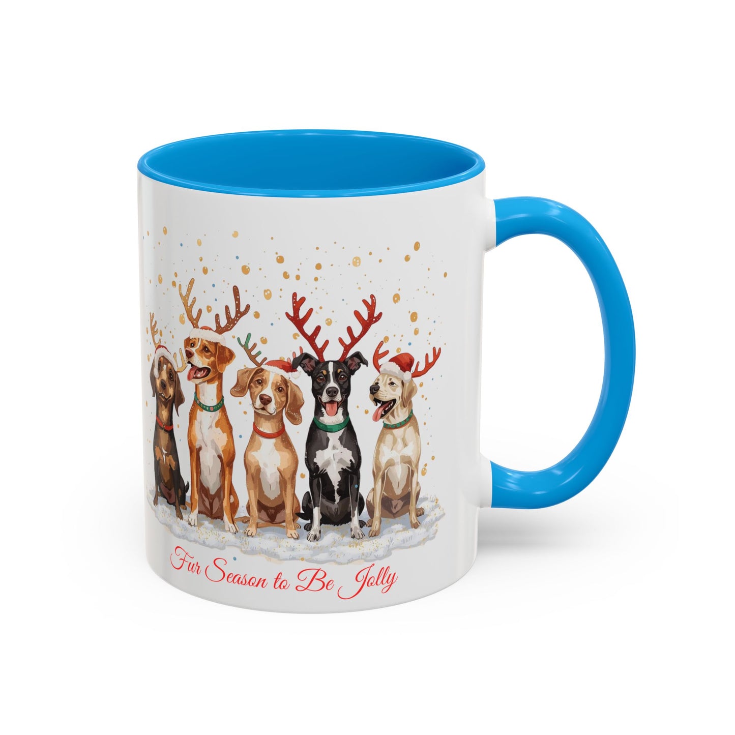 Colorful Holiday Mug with Festive Dogs, Dog Christmas Mug, Dog Mom Mug, Funny Christmas Dog, Merry Christmas