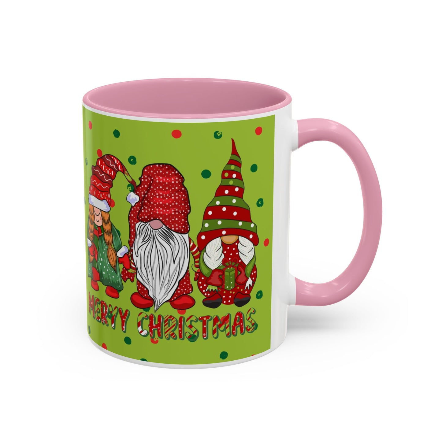 Merry Christmas Gnom Trio. Gnome Mug, Green Holiday Coffee Cup, Festive Hot Cocoa Mug, Cute Gnome Lover Gift, Cozy Winter Christmas Drinkware