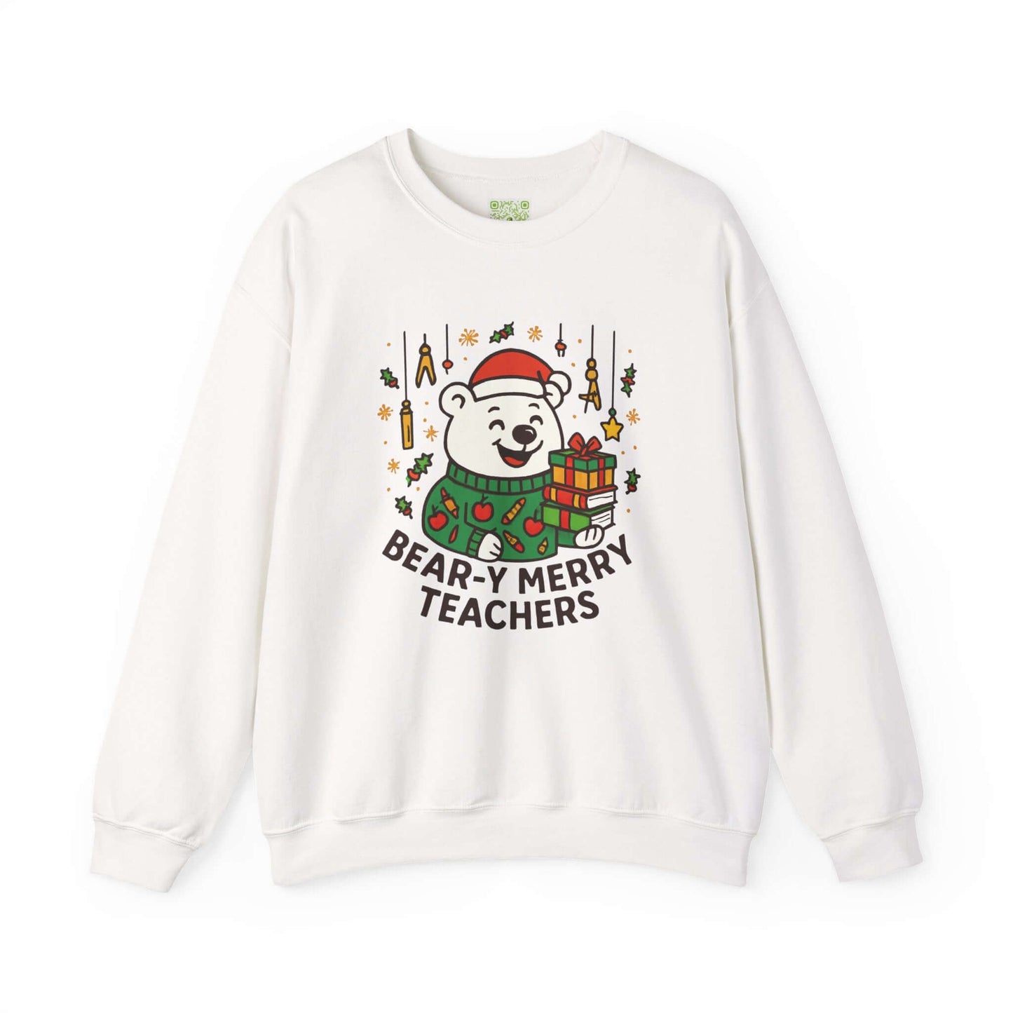 Custom Bear-y Merry Teachers sweatshirt with festive bear design, perfect holiday gift for educators.