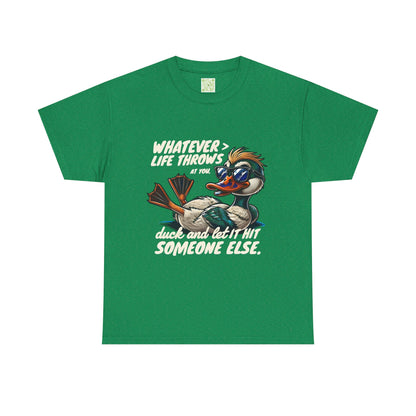 Funny Duck Quote T-Shirt, Unisex Heavy Cotton Tee, Quack Up Through Lifes Challenges