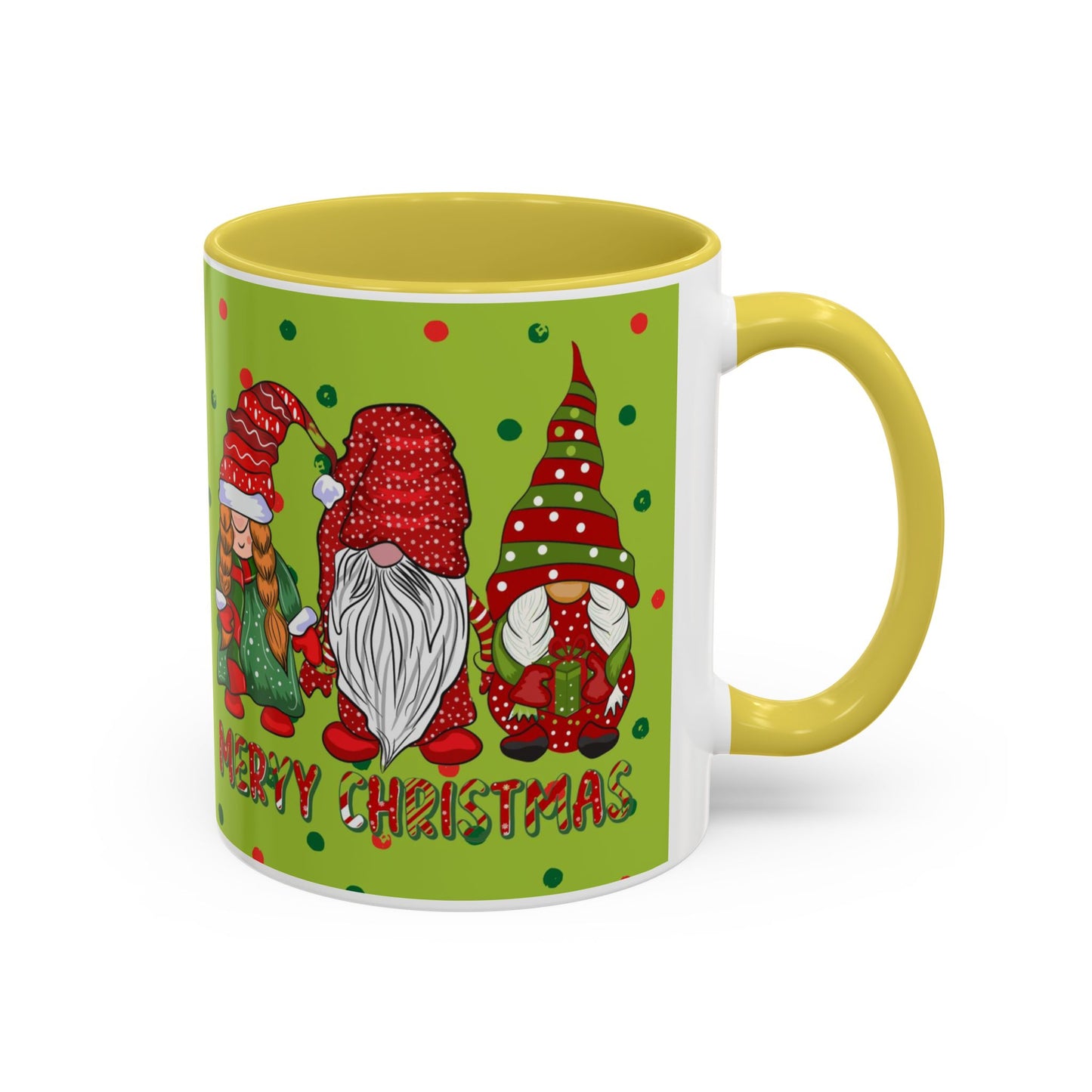 Merry Christmas Gnom Trio. Gnome Mug, Green Holiday Coffee Cup, Festive Hot Cocoa Mug, Cute Gnome Lover Gift, Cozy Winter Christmas Drinkware