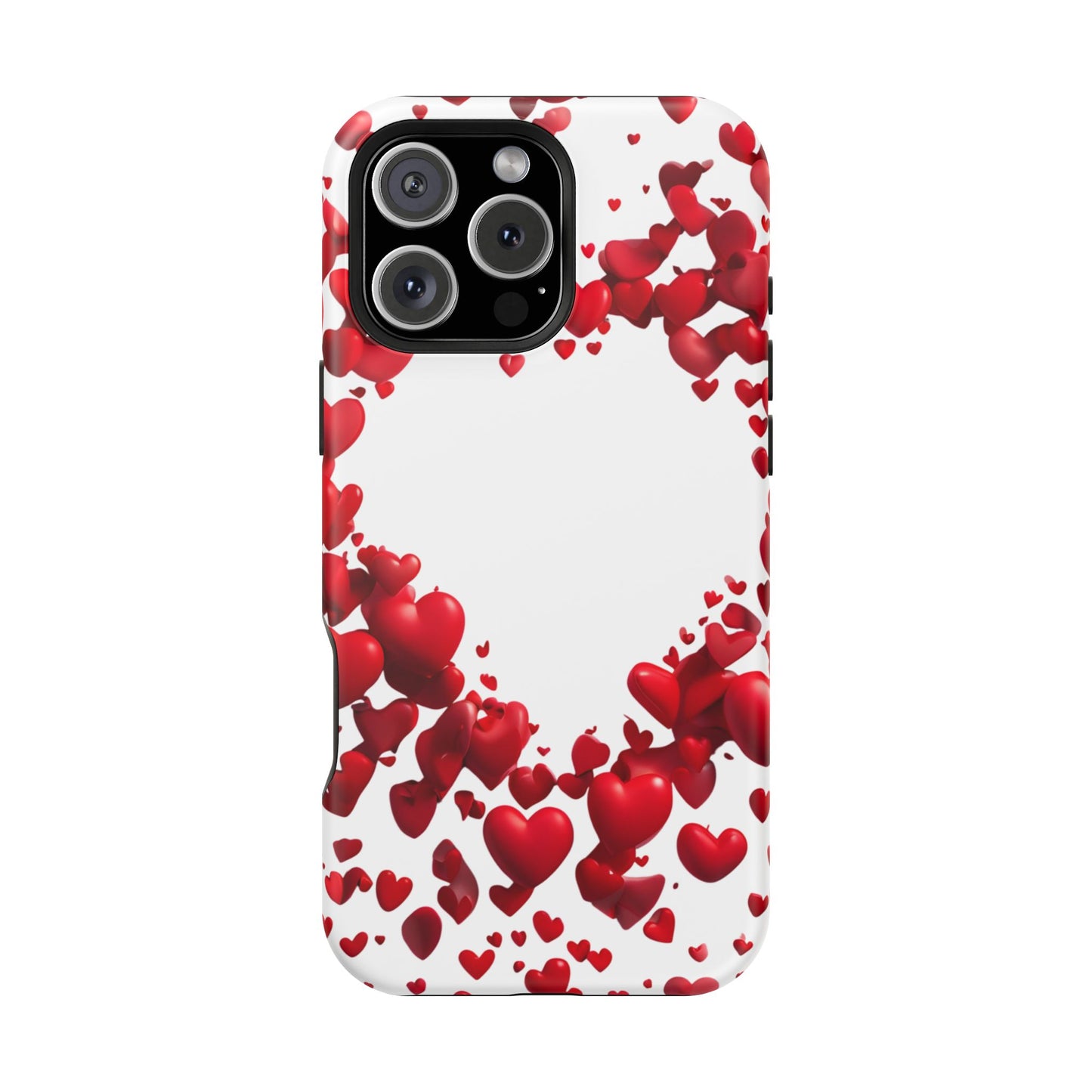 Heart-Shaped Heart Motif Magnetic Tough iPhone Case, Love Themed Phone Cover, Valentine's Day Gift,  Romantic Phone Case