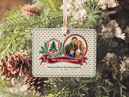 First Christmas Family of Three Ornament, Personalized Family Name Ornament, Family Christmas Ornament, Ceramic Keepsake