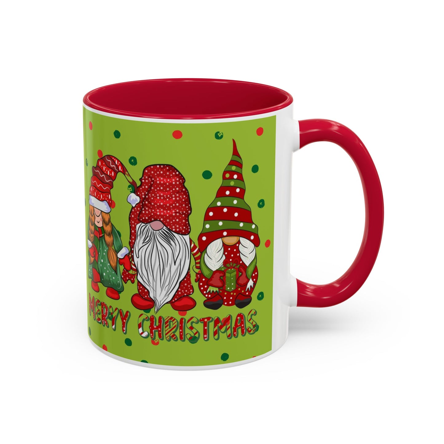 Merry Christmas Gnom Trio. Gnome Mug, Green Holiday Coffee Cup, Festive Hot Cocoa Mug, Cute Gnome Lover Gift, Cozy Winter Christmas Drinkware