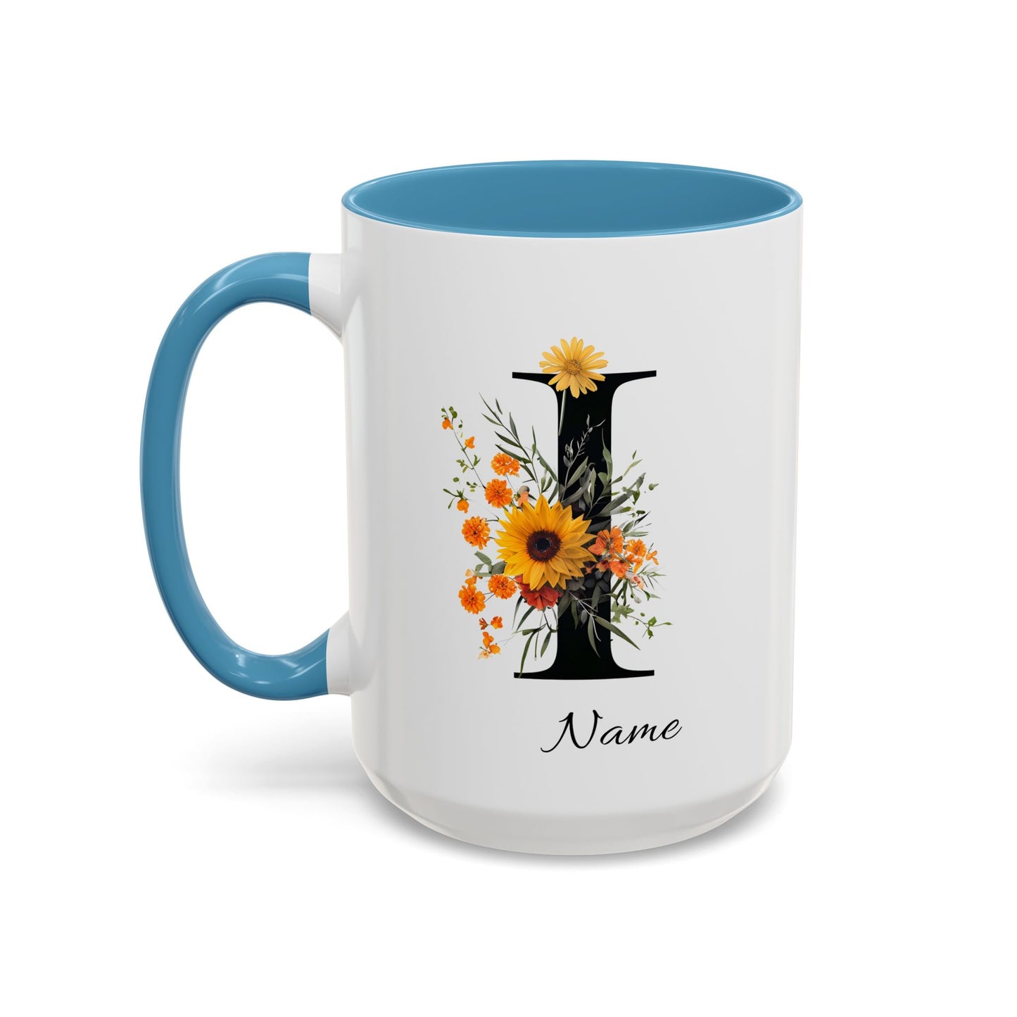 Personalized Floral Monogram - Letter I - Elegant Accent Coffee Mug – Personalized Mothers Day Gift