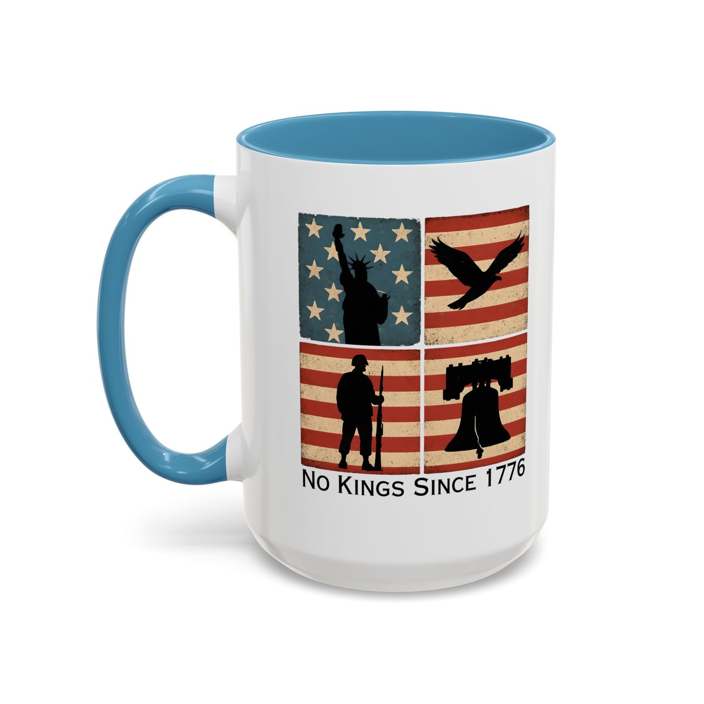 No Kings Since 1776 Coffee Mug, Fourth of July Gift, Retro American Flag Mug, Land of the Free, Military Veteran Gift