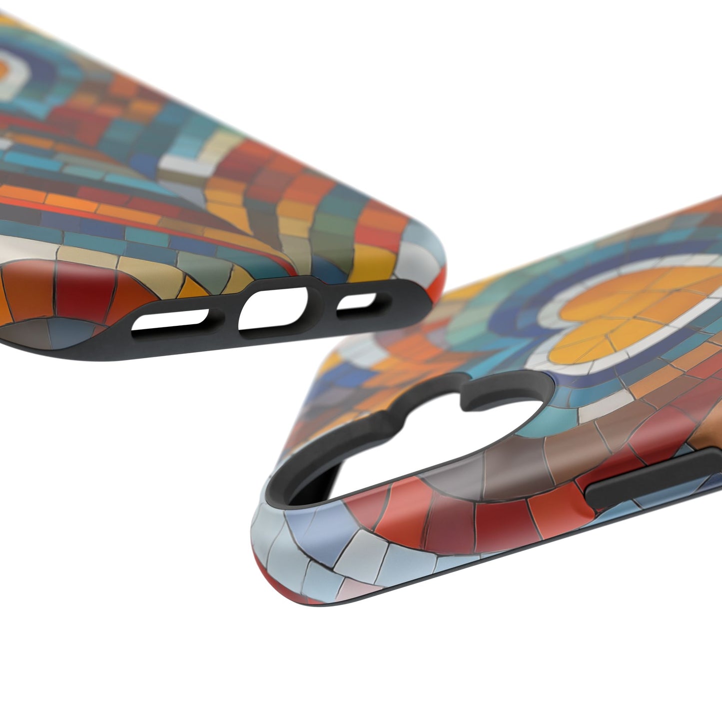 Magnetic Heart Mosaic iPhone Case, Faux Stained Glass, Trendy Phone Cover, Artistic Phone Case, Wireless Charging