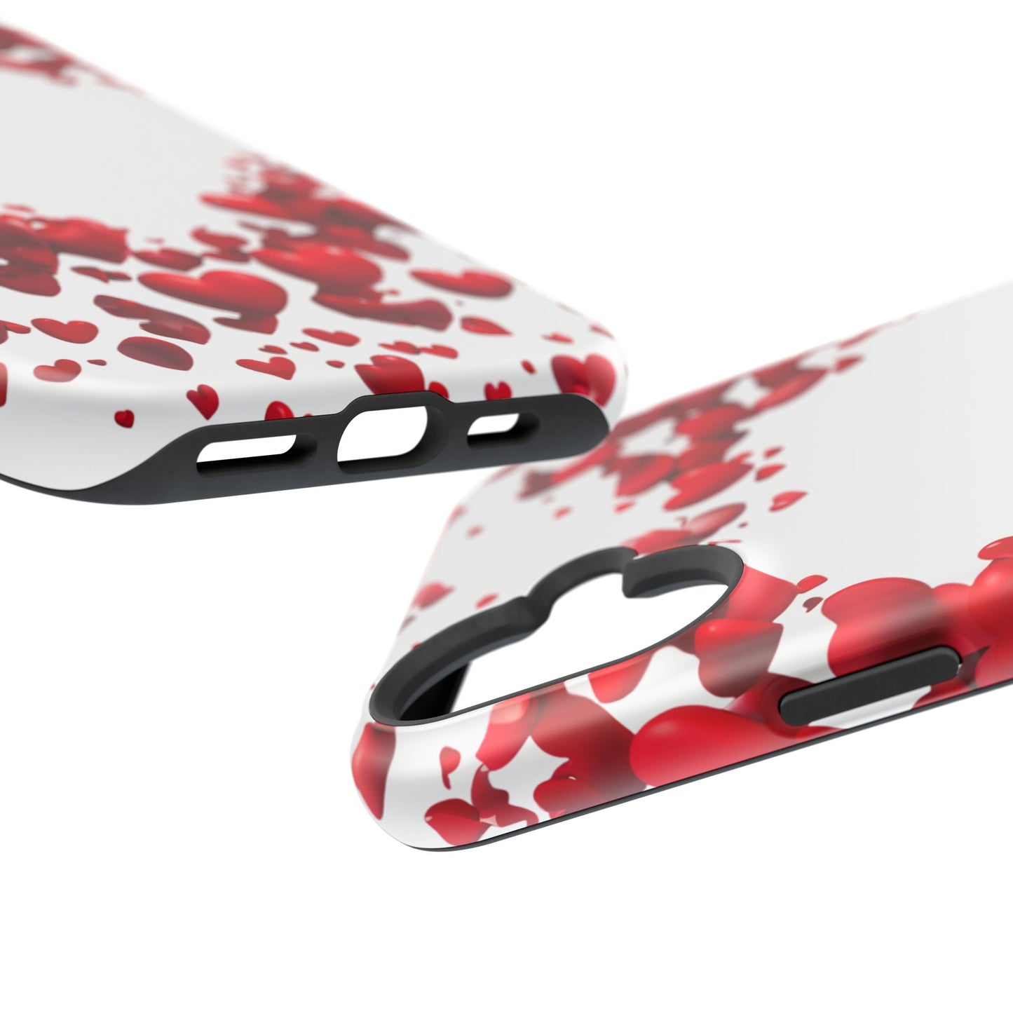 Heart-Shaped Heart Motif Magnetic Tough iPhone Case, Love Themed Phone Cover, Valentine's Day Gift,  Romantic Phone Case