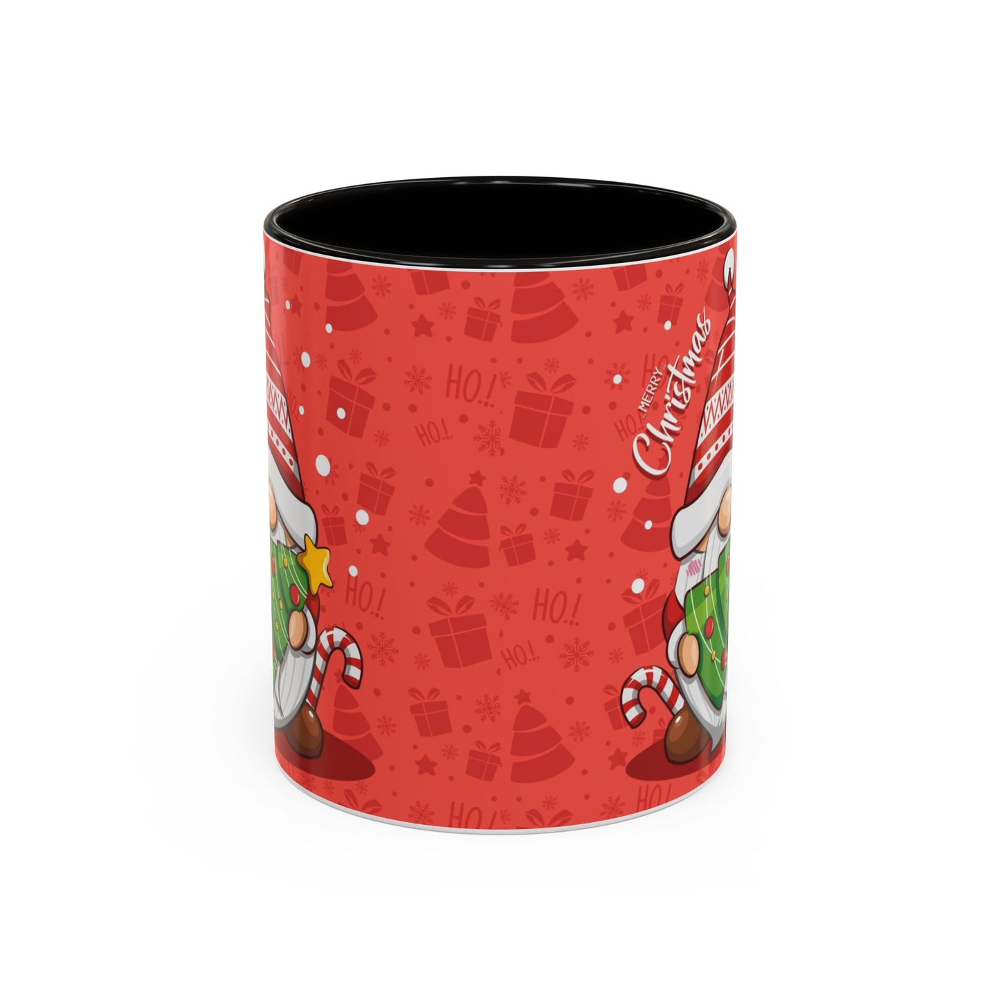 Christmas Tree Gnome, Red Christmas Gnome Mug with Tree and Candy Canes, Festive Holiday Coffee Cup, Cute Gnome Lover Gift, Winter Cocoa Mug, Christmas Kitchen Decor