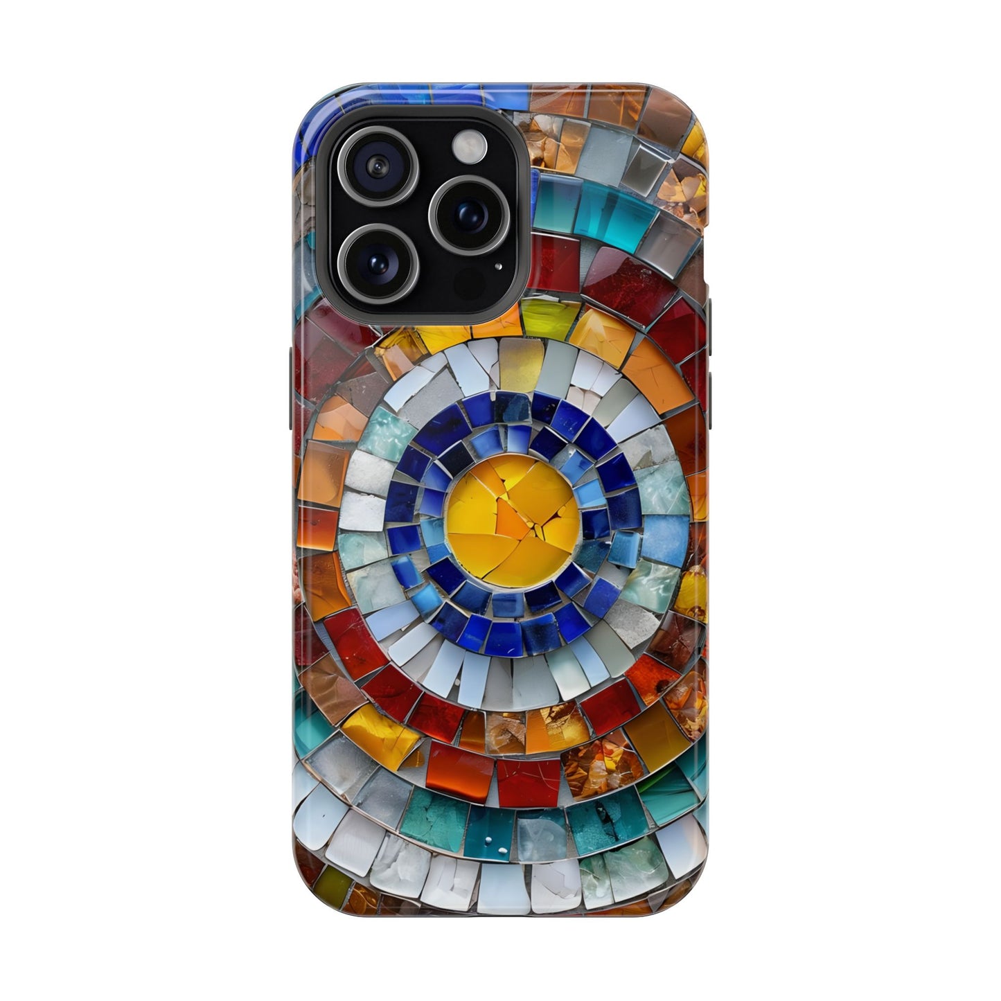 Magnetic Mosaic Phone Case, Trendy iPhone Case, Unique Design, Faux Stained Glass, Custom Phone Cover, Wireless Charging