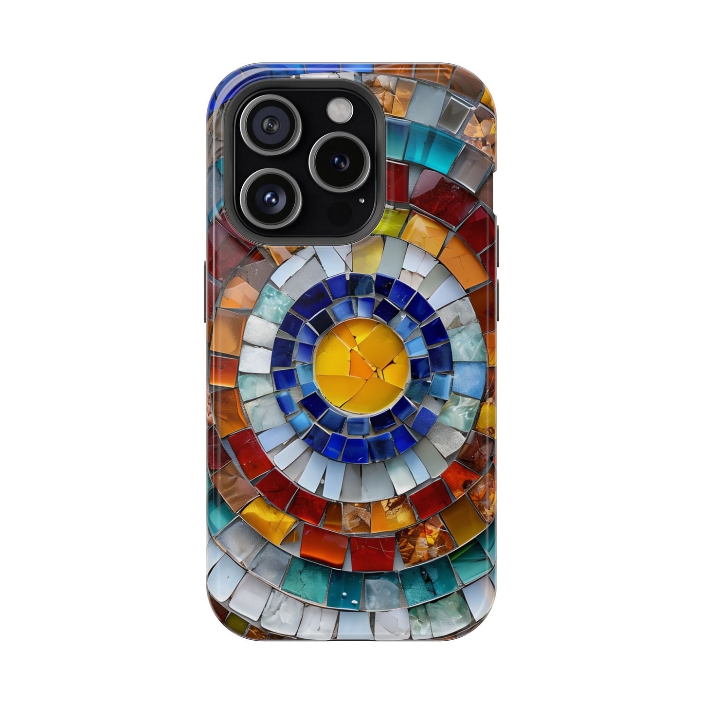 Magnetic Mosaic Phone Case, Trendy iPhone Case, Unique Design, Faux Stained Glass, Custom Phone Cover, Wireless Charging