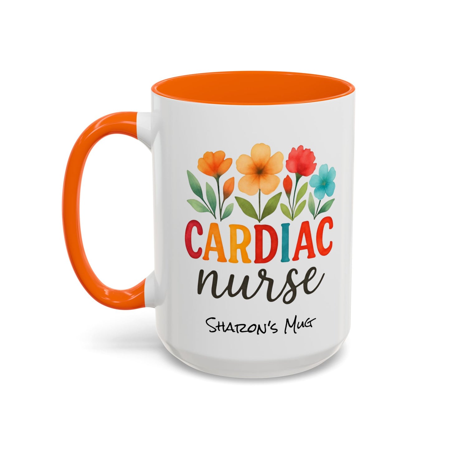 Cardiac Nurse Floral Watercolor Accent Coffee Mug, CVICU Nurse Mug, Cardiac Nurse Gifts, Cardiac ICU Nurse