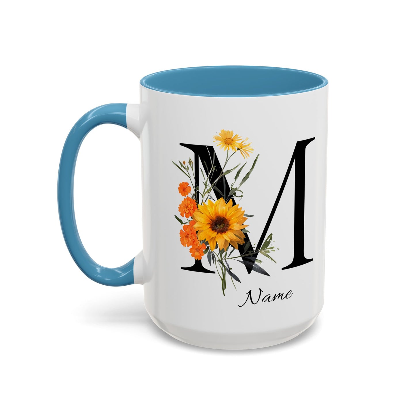 Personalized Floral Monogram - Letter M - Elegant Accent Coffee Mug – Personalized Mothers Day Gift