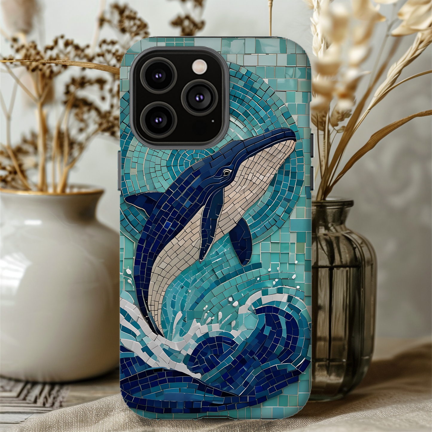 Whale Watching Mosaic iPhone Case, Whale Art, Unique Phone Case, Humpback Whale, Whale Gift, Marine Biology, Whale Watcher