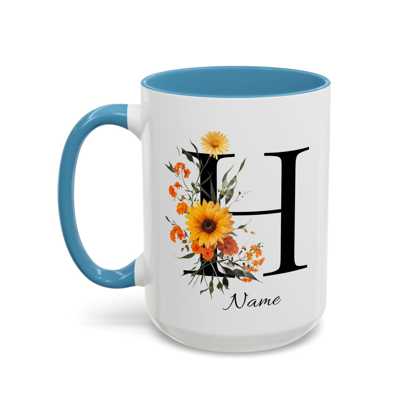 Personalized Floral Monogram - Letter H - Elegant Accent Coffee Mug – Personalized Mothers Day Gift
