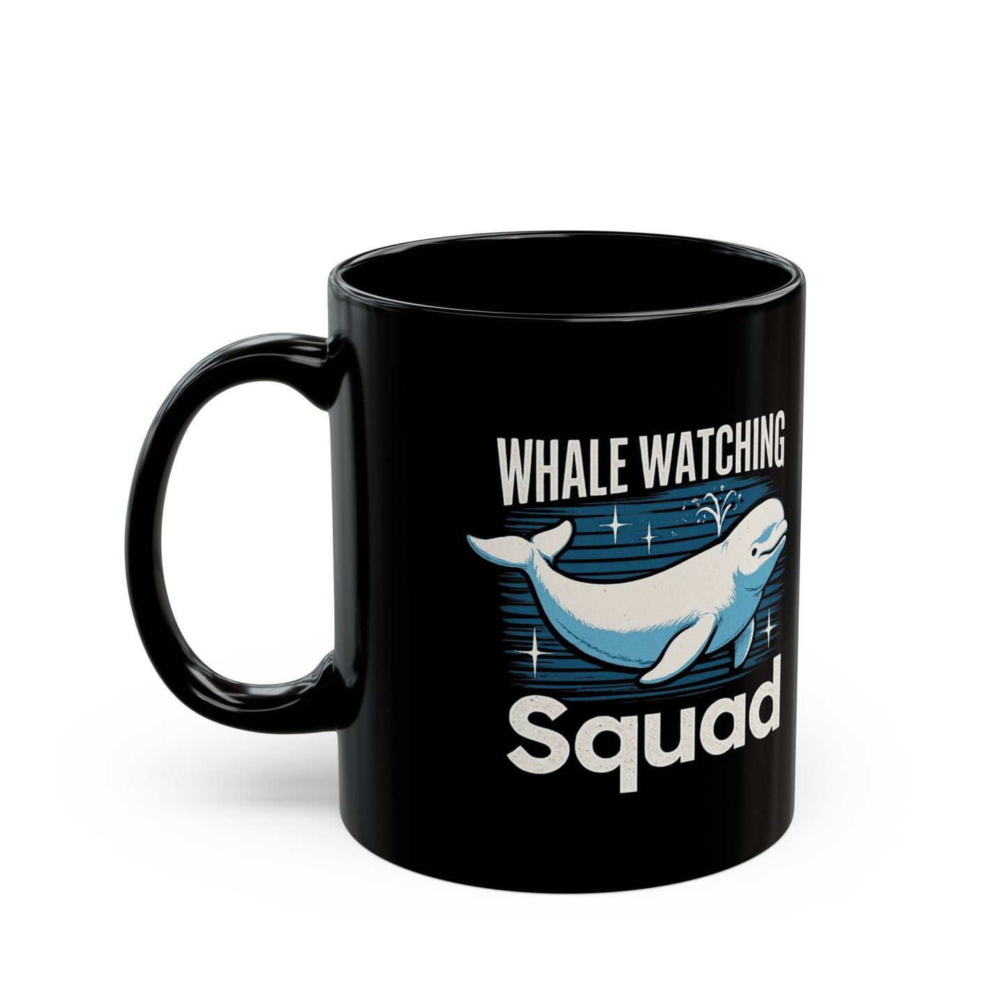 Whale Squad Black Mug, Personalized Whale Watching, Whale Mug, Ocean Lovers Gift, Nantucket Whales, Alaskan Cruise