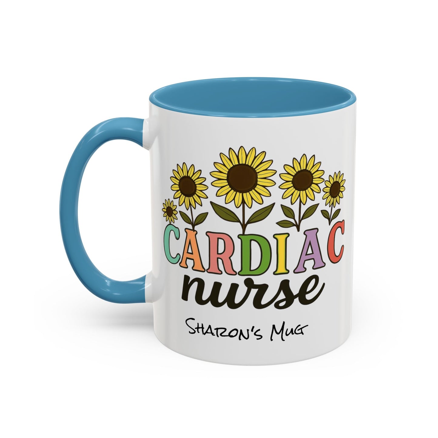 Cardiac Nurse Sunflower Accent Coffee Mug, CVICU Nurse Mug, Cardiac Nursing Grad Gift, Cardiac ICU Nurse, Cardiology RN NP