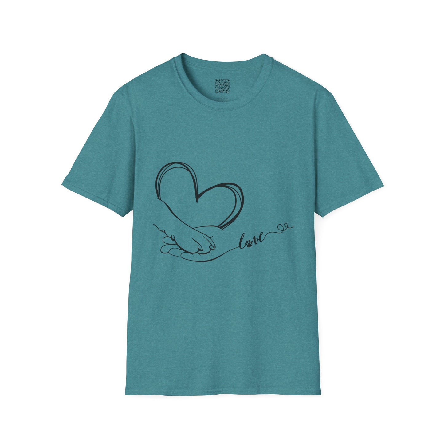 Paw in Hand Love Unisex Softstyle T-Shirt - Hand-Drawn Love Design