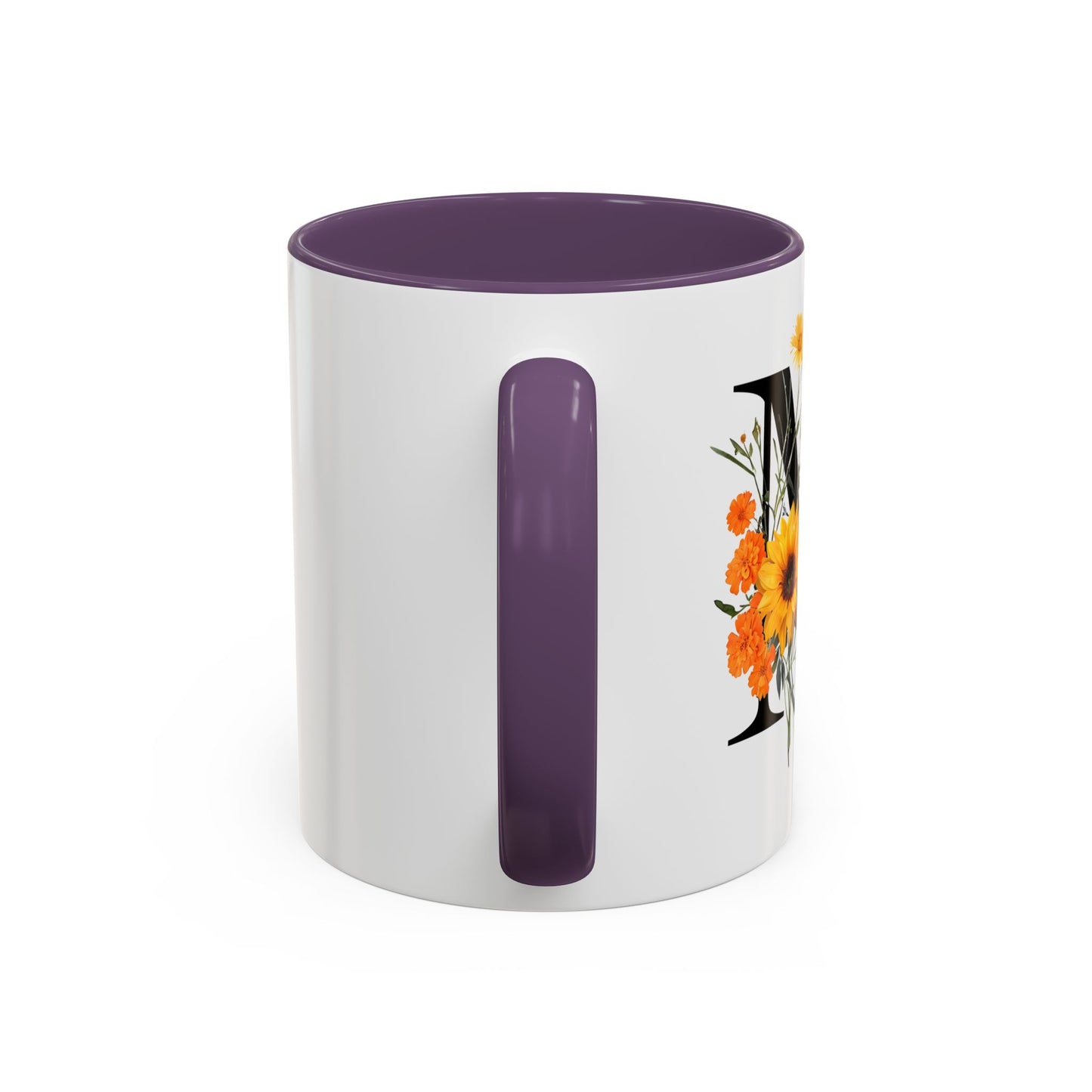 Personalized Floral Monogram - Letter M - Elegant Accent Coffee Mug – Personalized Mothers Day Gift