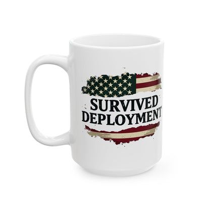 National Guard Survived Deployment Flag Mug, Army National Guard, Veteran Appreciation Gift, Military Coffee Cup