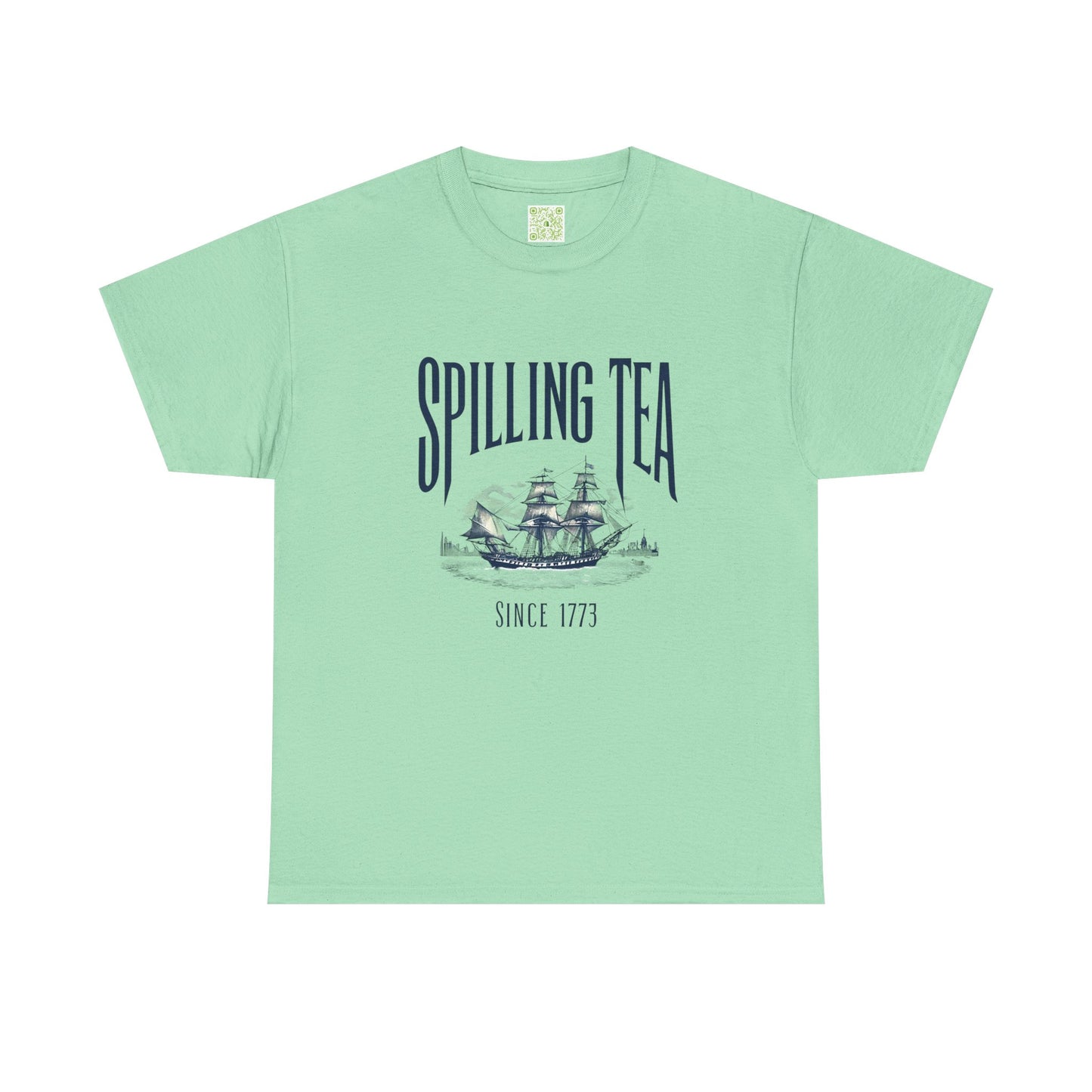 Spilling Tea Unisex Heavy Cotton Tee, Boston Tea Party Since 1773, Funny Patriot Shirt, History Gifts, Patriotic Shirt