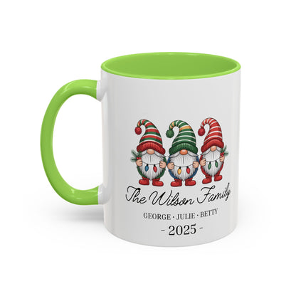 gnome mug, Personalized Family Gnome Christmas Mug, Custom Family Name 2025 Coffee Cup, Cute Holiday Gift for Family, Christmas Gnome Mug Keepsake