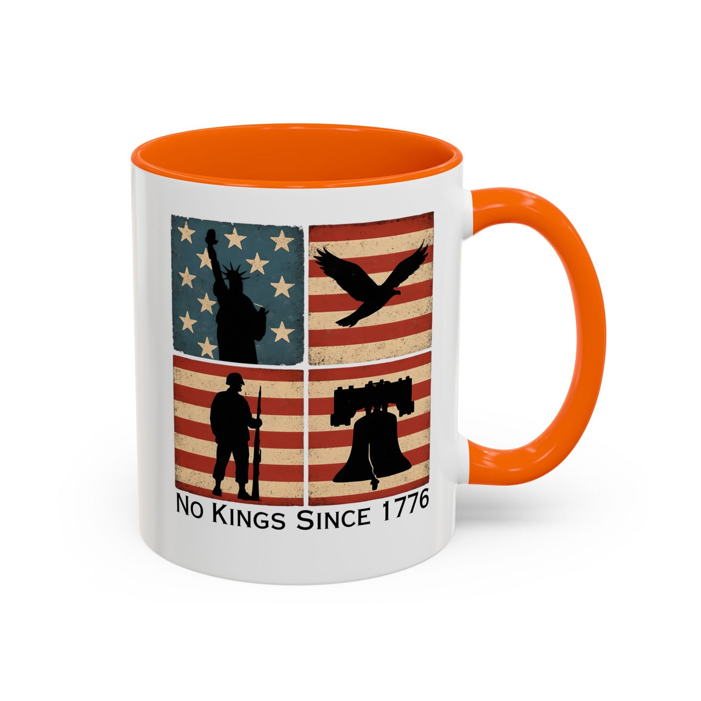 No Kings Since 1776 Coffee Mug, Fourth of July Gift, Retro American Flag Mug, Land of the Free, Military Veteran Gift